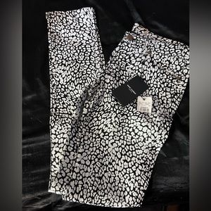 Saint Laurent Black and White “Baby Cat” Leopard Pants